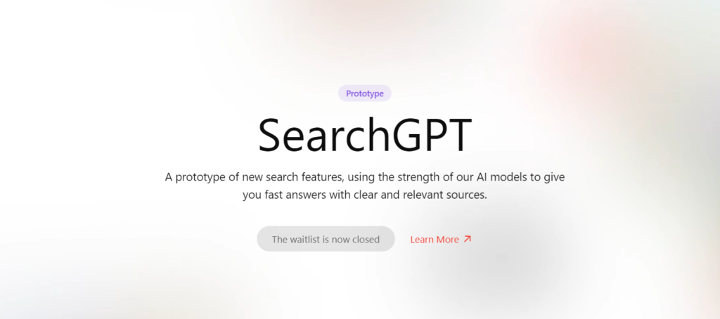 image of searchgpt website sign up