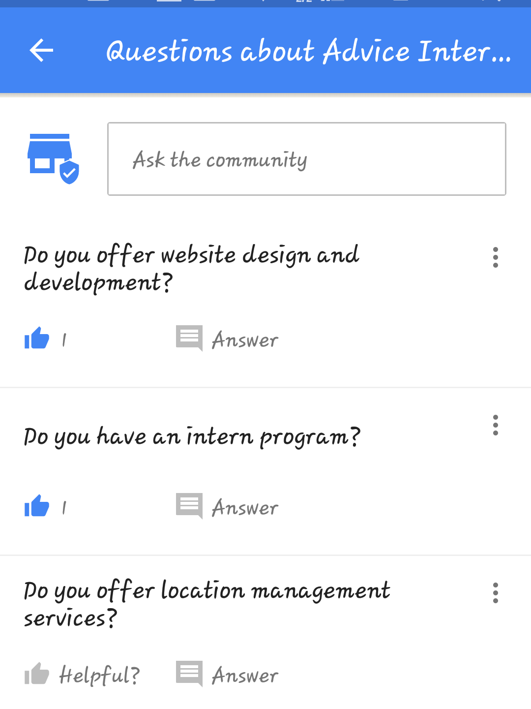 Community Questions- Google My Business